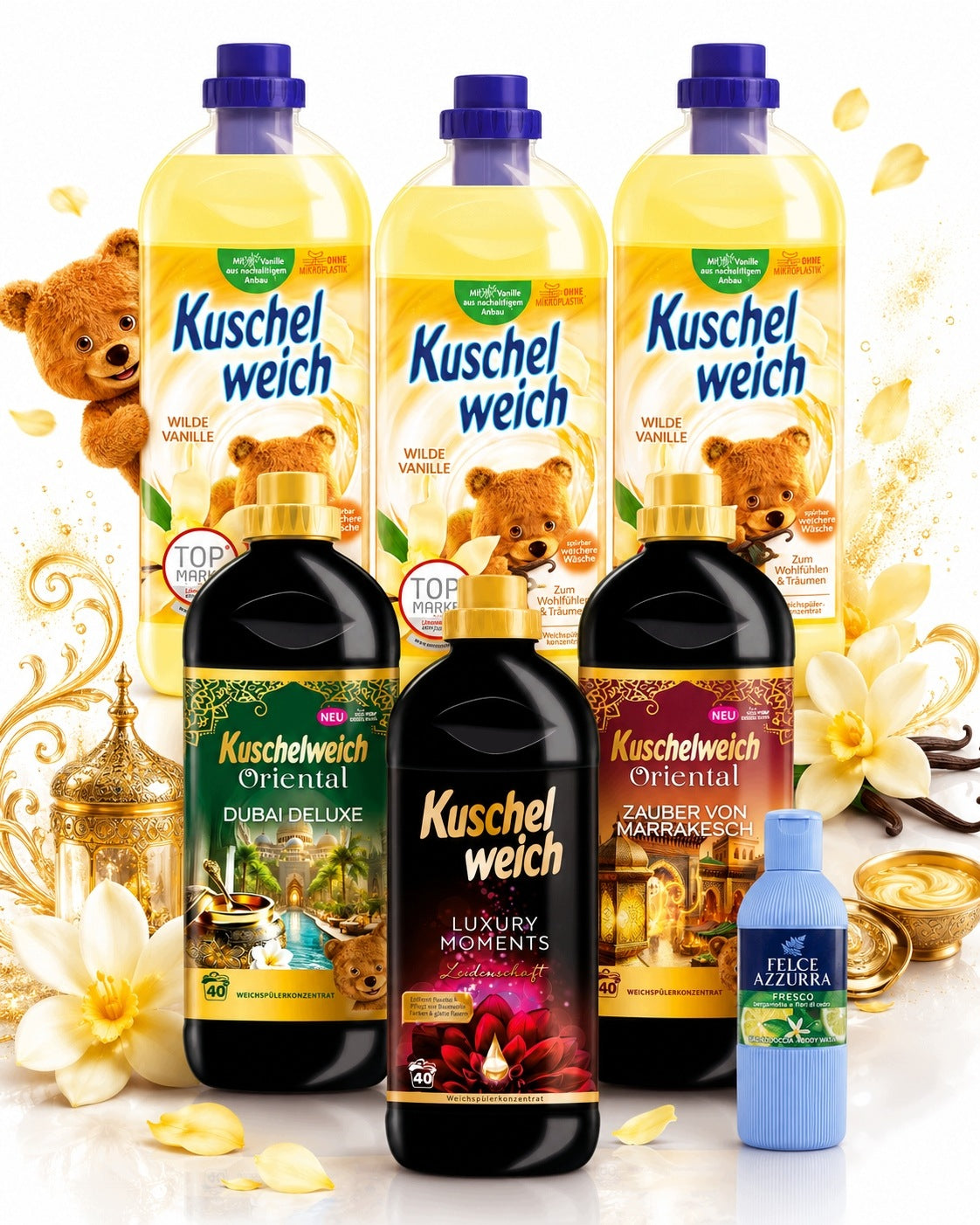 Kuschelweich Oriental & Vanille Rinsing Liquid Set 6x1L 234p + FREEBIE
