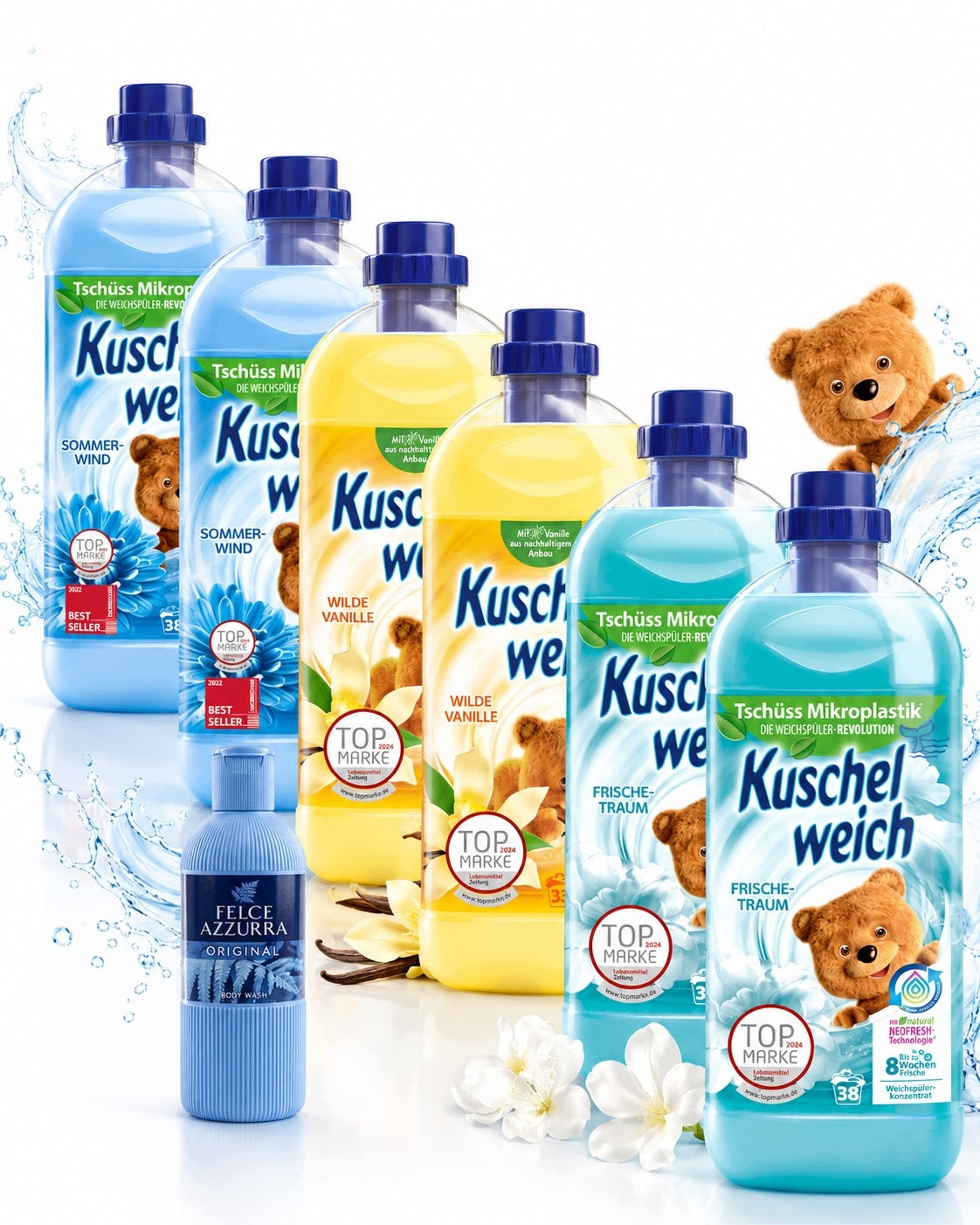Kuschelweich Sommer & Vanille Mix Concentrate for Rinsing 6x1L 228p + FREEBIE