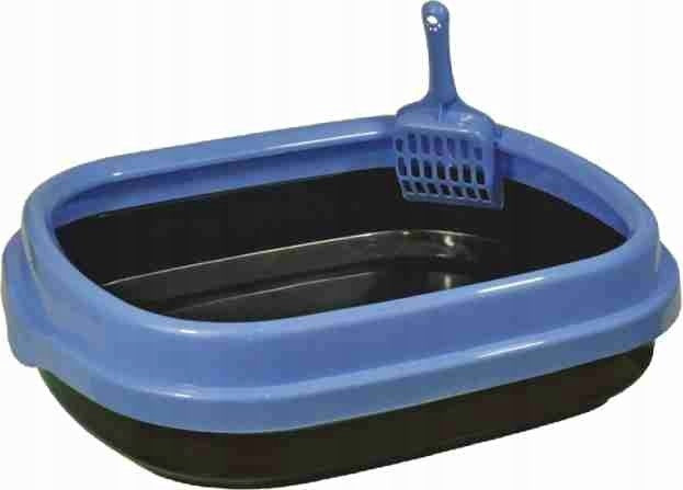Katzentoilette mit hohem Rahmen, blau 