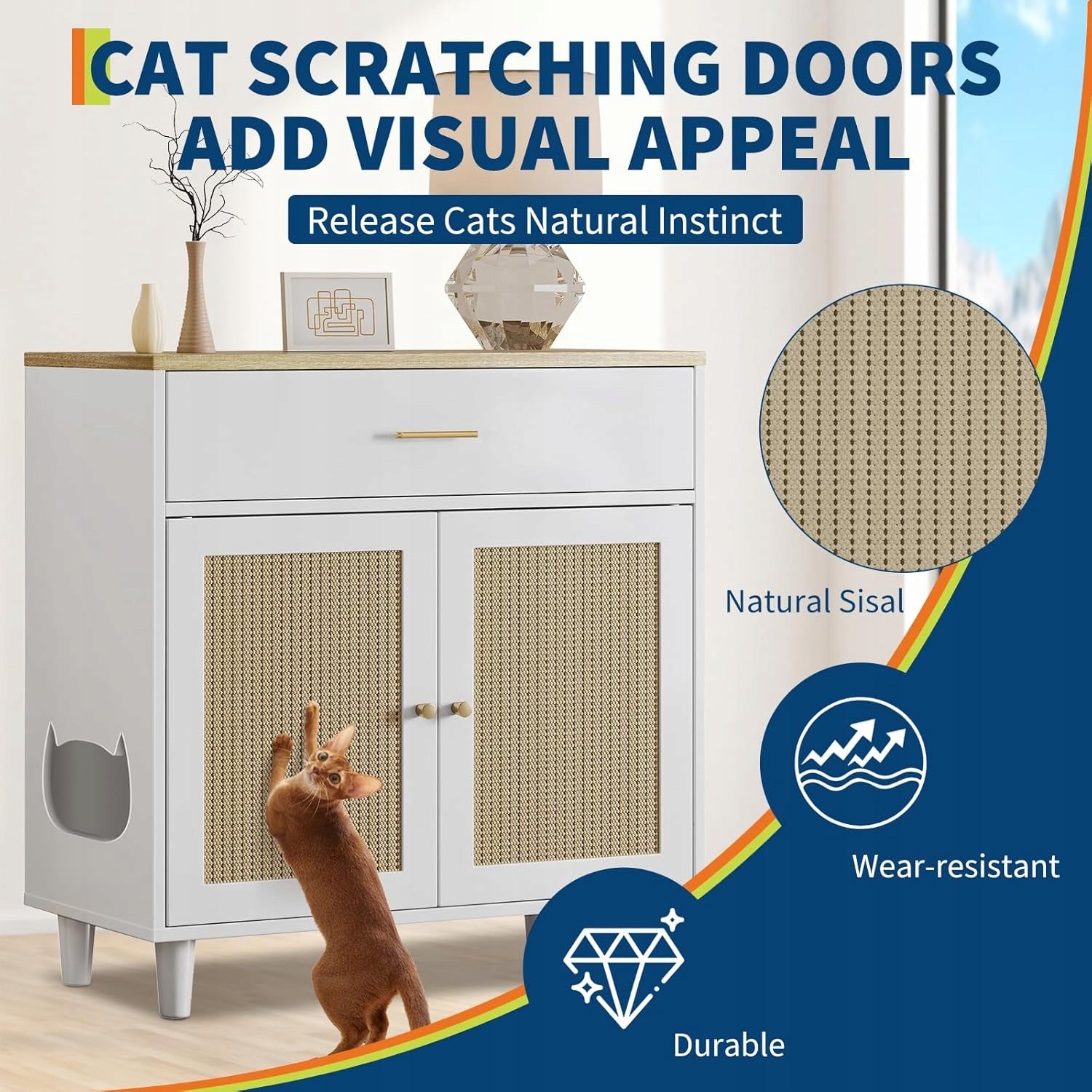 Kuweta dla kota szafka narożna drapak drzwiczki szuflada do przechowywania Kind closed litter box
