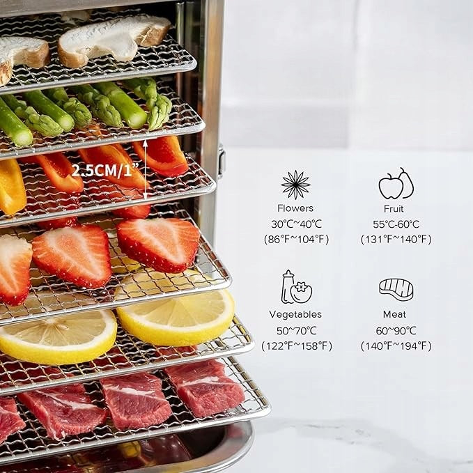 Kwasyo Food Dryer - 6 Levels Stainless Steel 30-90°C Timer 24H Packaging status original