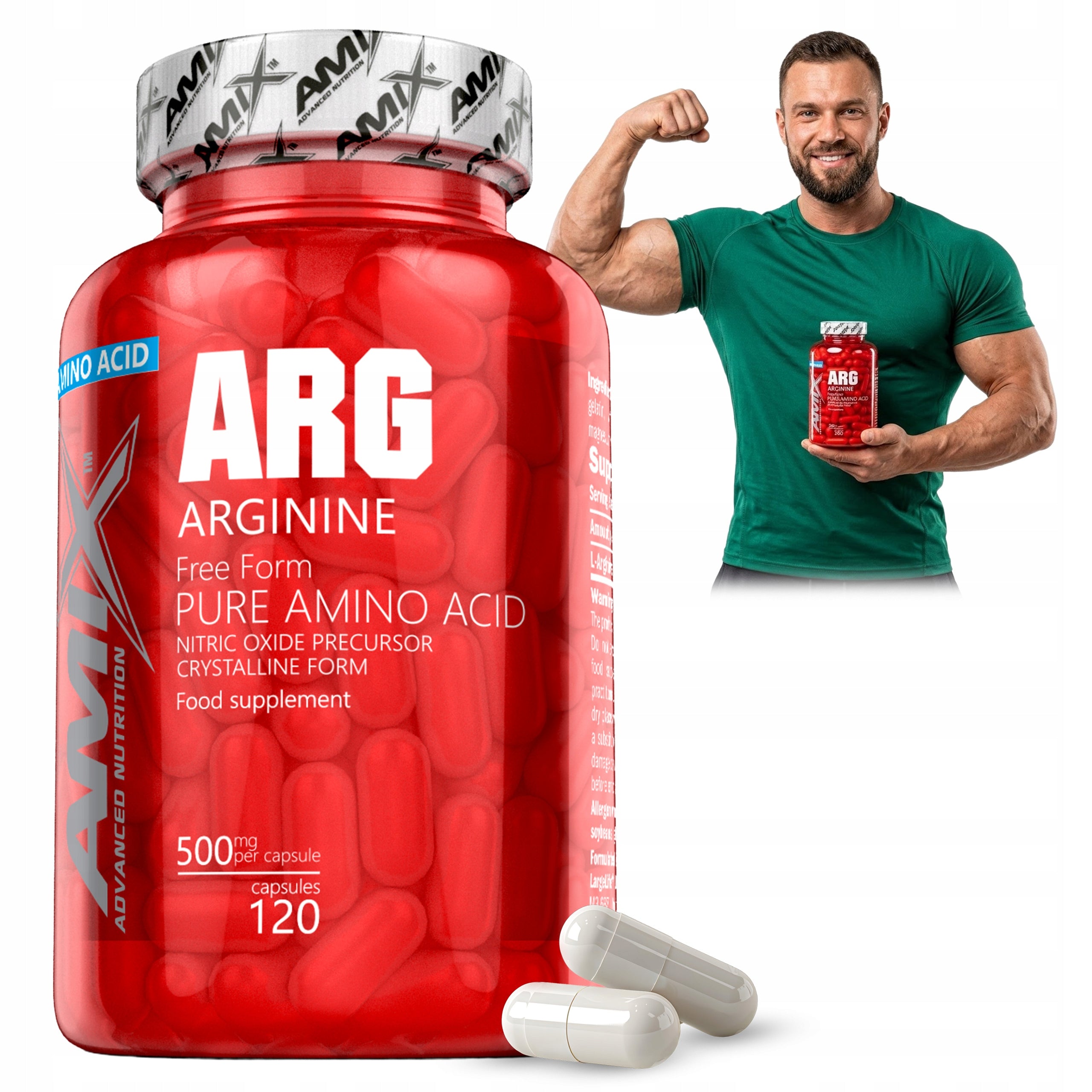 L Arginine 500 mg 120 capsules muscle pump libido nitric oxide