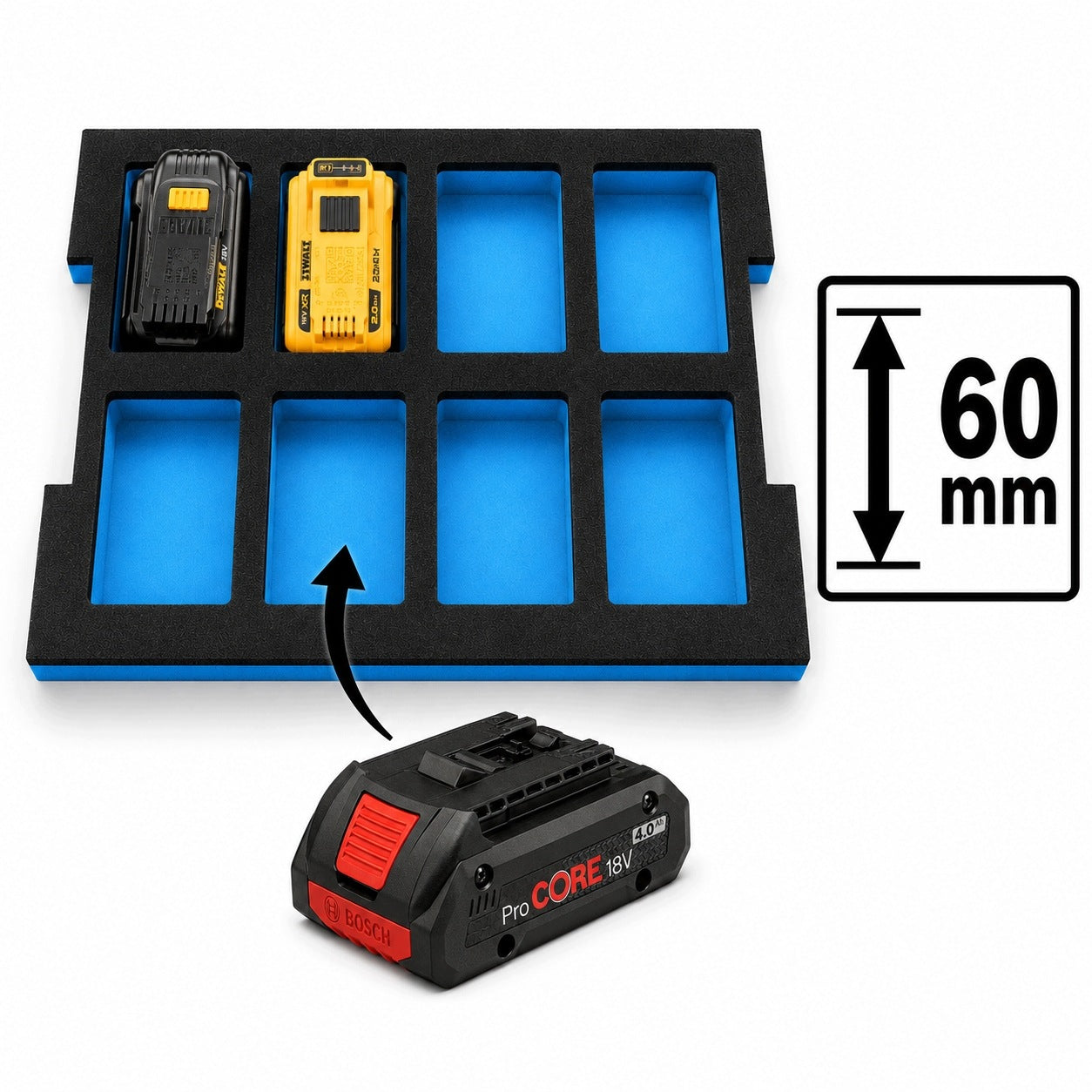 L-BOXX 102 136 238 Battery Case Insert 18V BOSCH DEWALT MAKITA