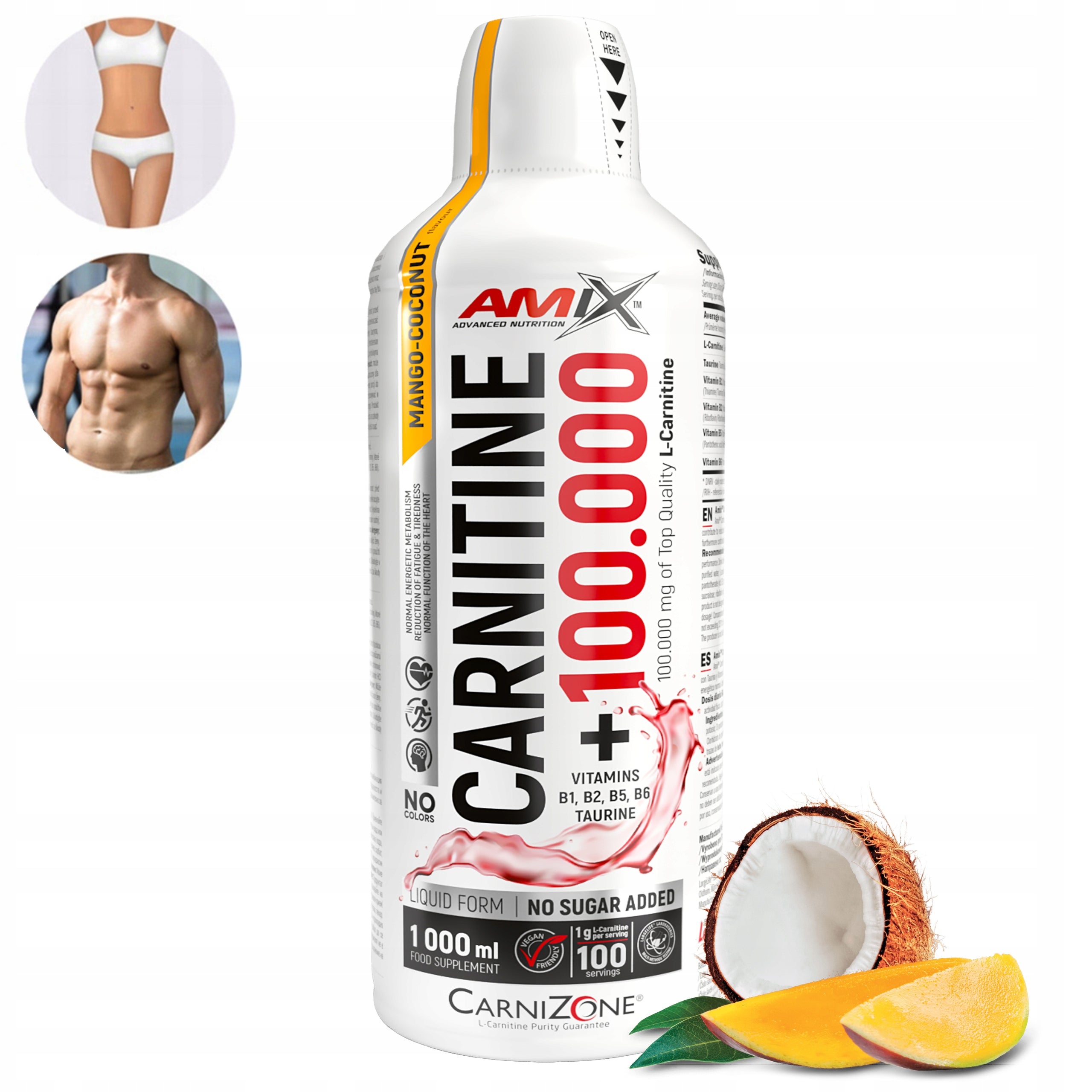 L-CARNITINE LIQUID 100 000 mg flavor for weight reduction Amix 100 doses Packaging status original