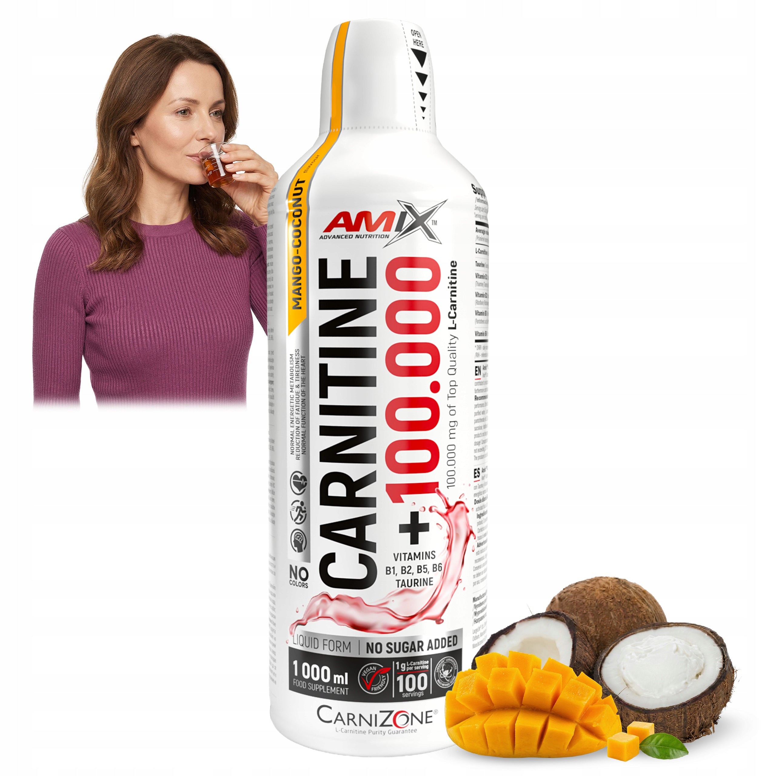 L-CARNITINE LIQUID 100 000 mg flavor for weight reduction Amix 100 doses