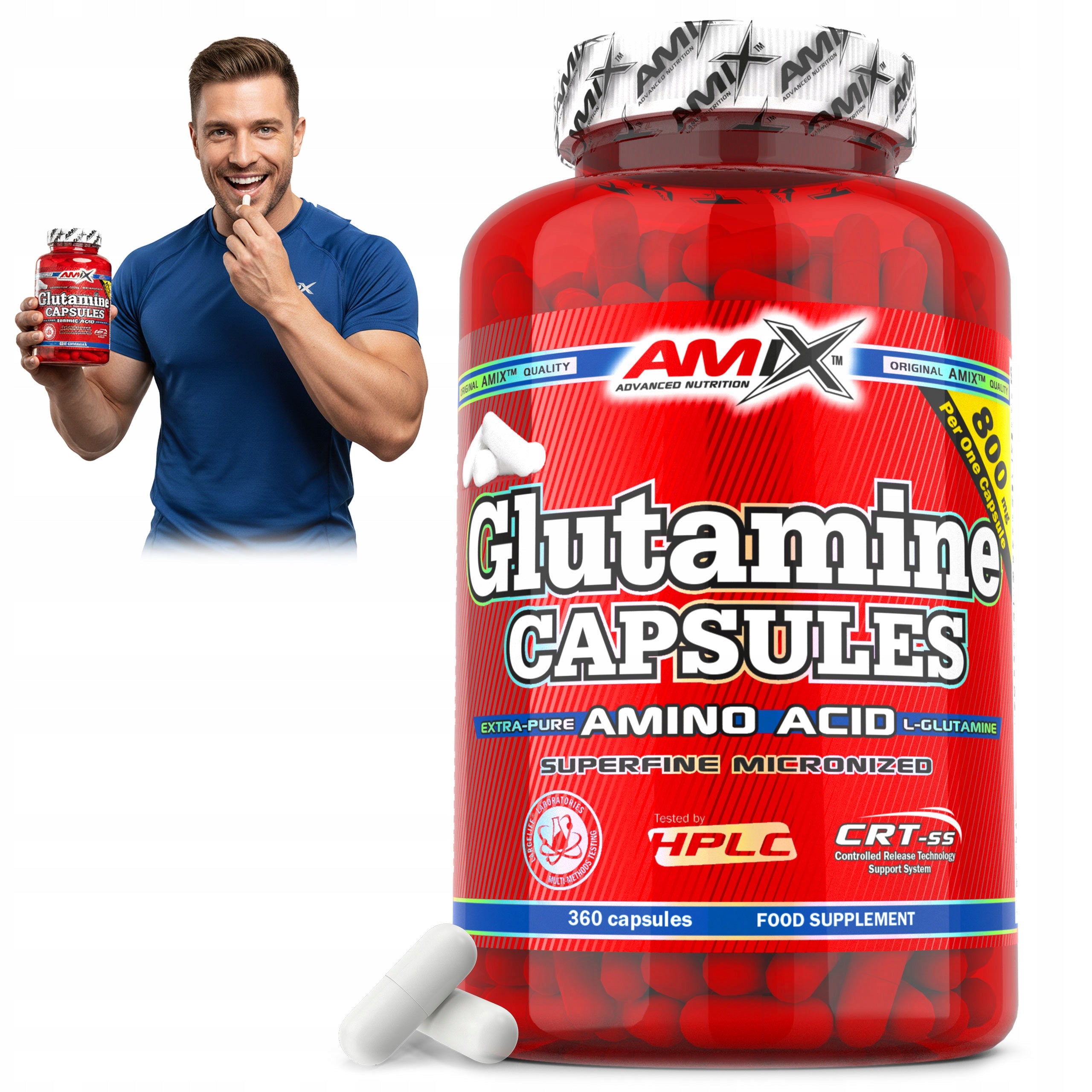 L GLUTAMINE IN CAPSULES, without additives Amix Glutamine L-glutamine 60 servings