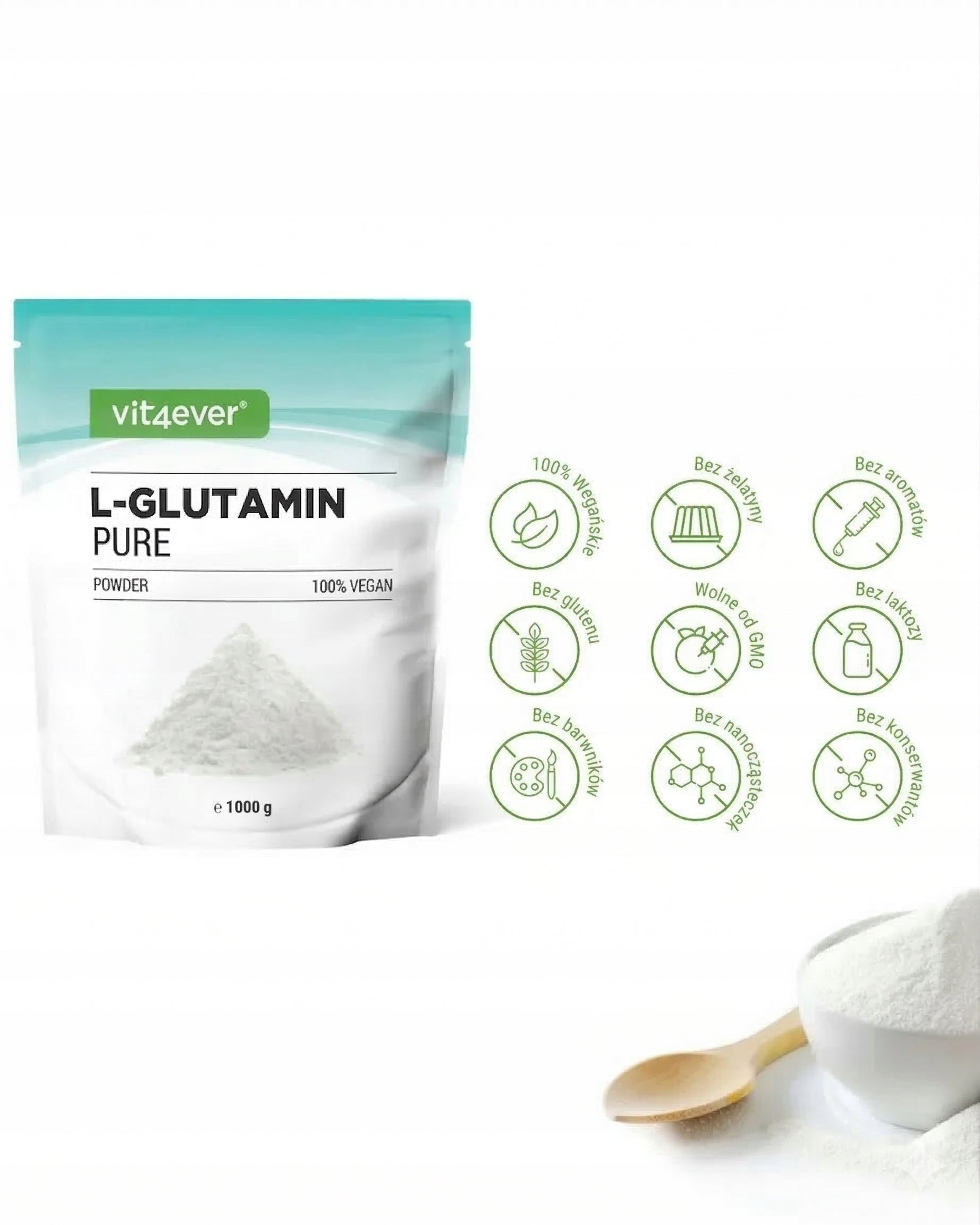 L-GLUTAMINE POWDER 1000 g MESNI REGENERATION BOWEL SUPPORT Brand Vit4Ever