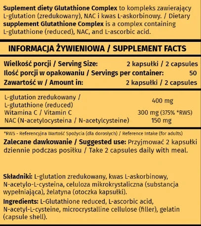 L-Glutathione reduced 98% 400mg GSH with NAC&C - Synergy of Action - Detox Brand no brand