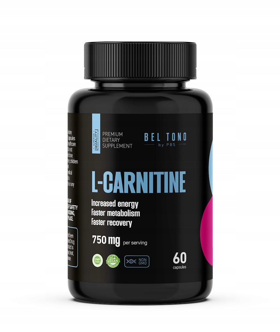 L-Karnityna Bel Tono 750mg Energy, Fat Burning, and Endurance, 60 Capsules