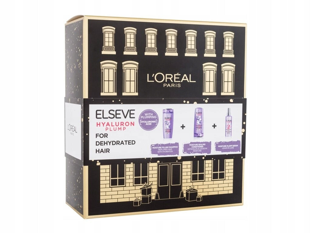 Geschenkset L'Oreal Paris Hyaluron Plump: Shampoo 250 ml + Spülung 200 ml + Serum 150 ml 