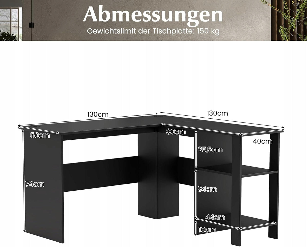 L Rectangular Corner Desk for Learning Gaming Black Double XXL EAN (GTIN) 5904890437531