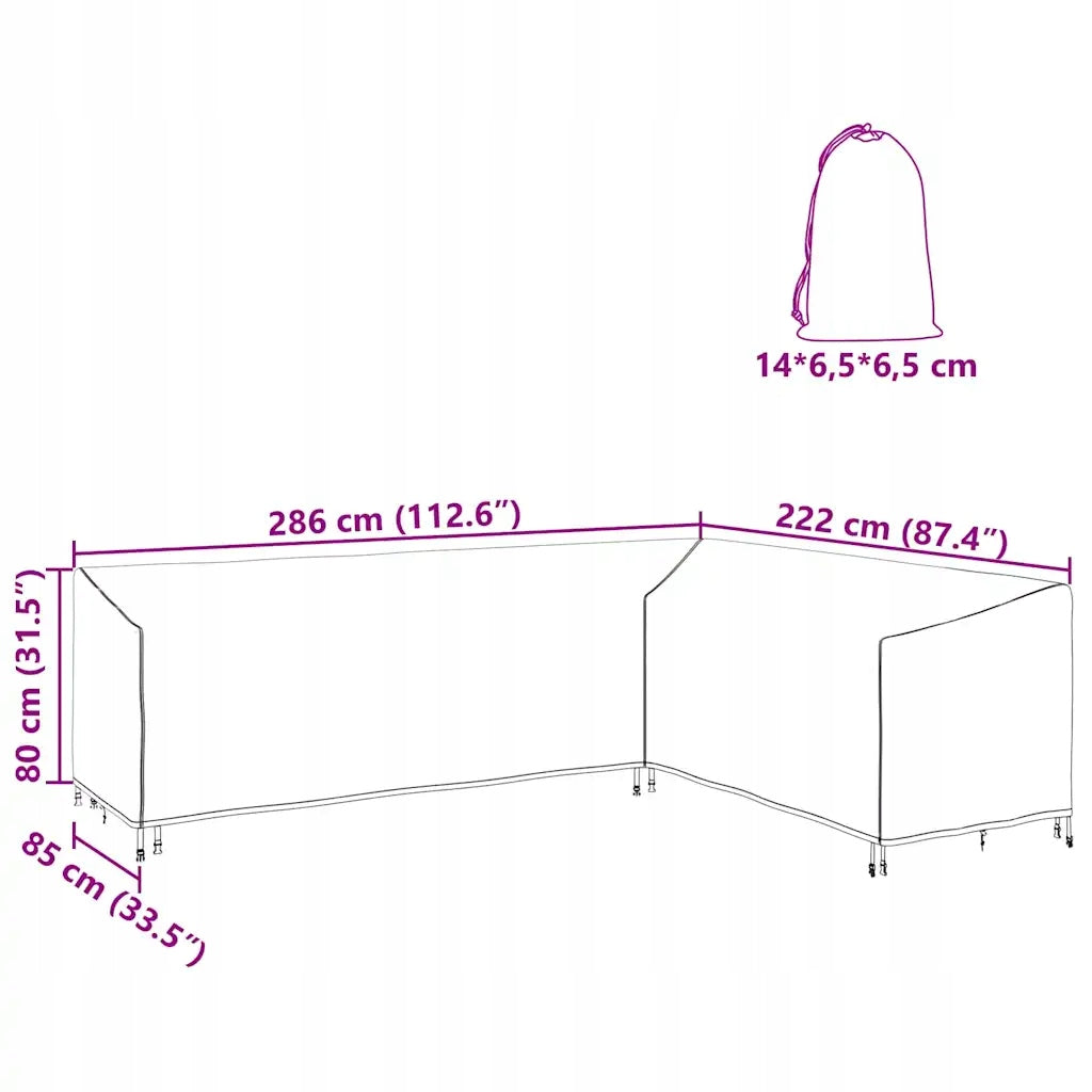 L-Shaped Protective Cover for Outdoor Furniture, Black, Waterproof, U Color black