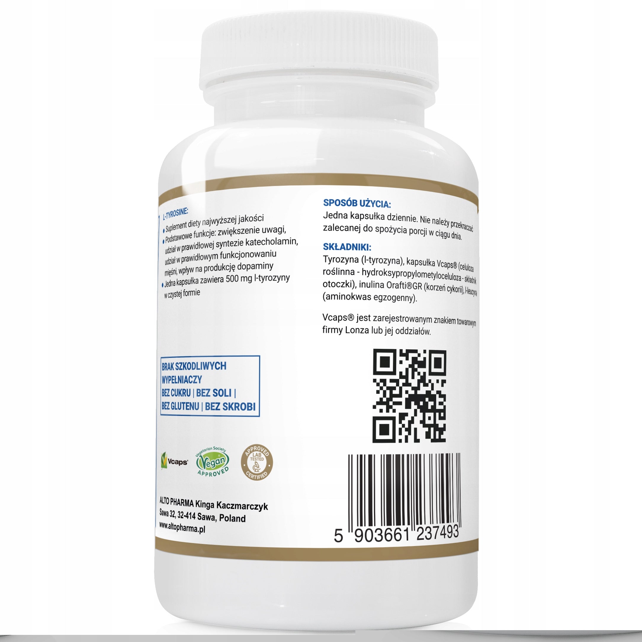 L-TYROSINE 500mg MEMORY CONCENTRATION Stress resistance Alto Pharma 120caps Manufacturer code 5903661237493