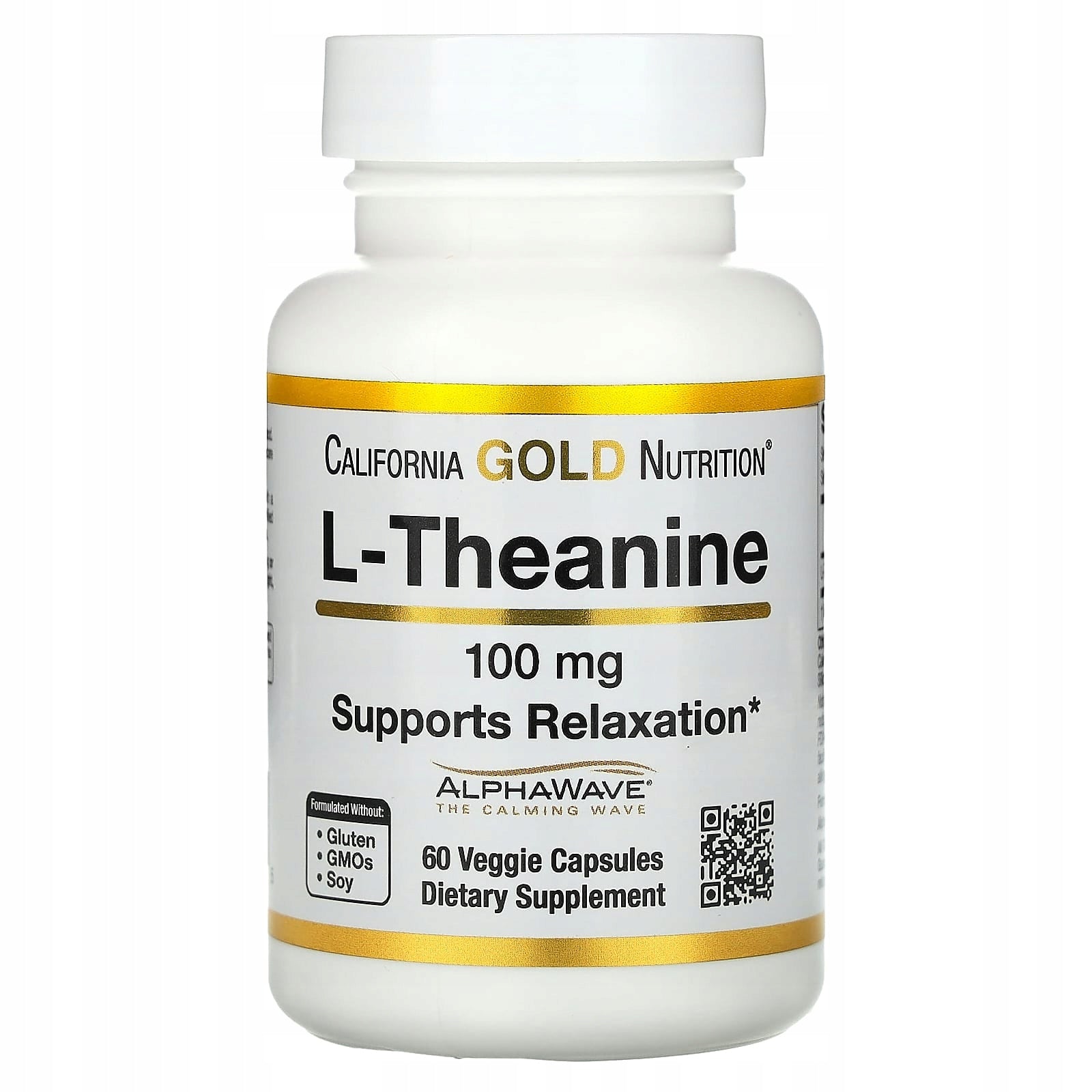 L-Theanine AlphaWave 100mg 60 Plant Capsules California Gold Nutrition