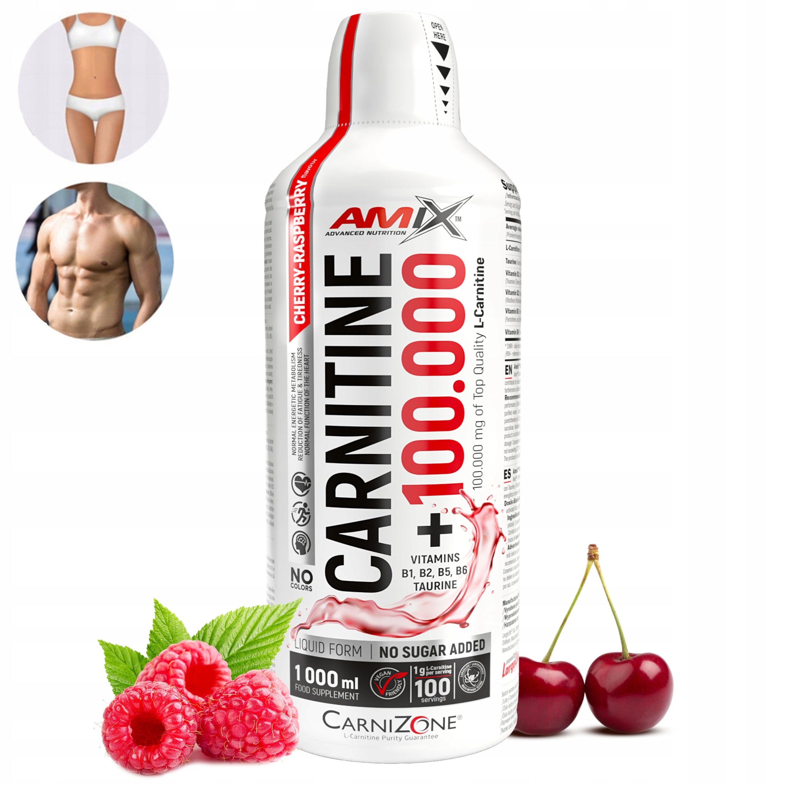 L carnitine liquid for drinking 100000 mg 100 servings cherry raspberry taurine Packaging status original