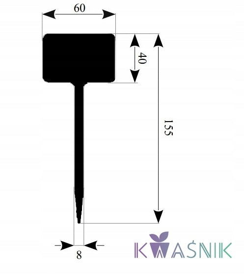 LABEL PLATES FOR PLANT DESCRIPTION 60X40X155 MM BLACK 100 PCS PL PROD. Kind standing