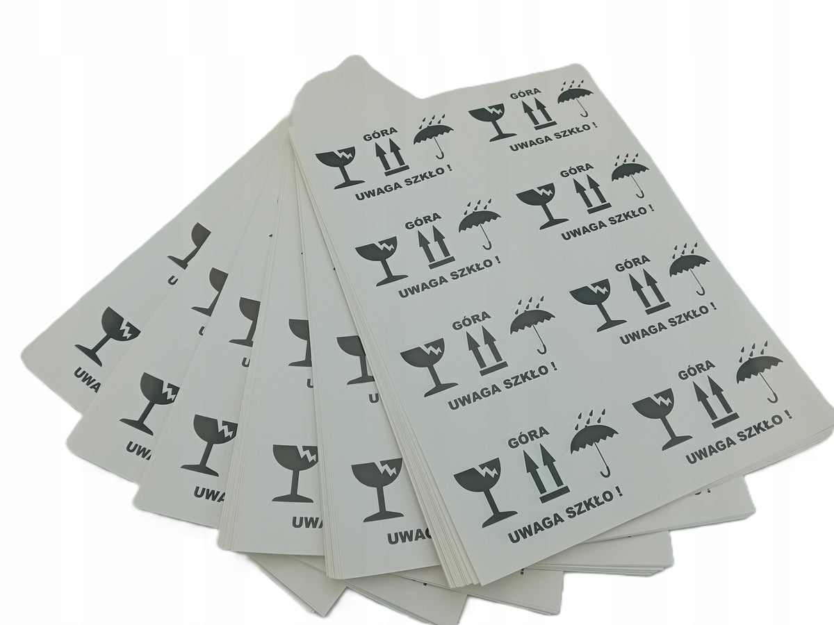 LABEL STICKER TOP ATTENTION GLASS SHEET 1000 PIECES
