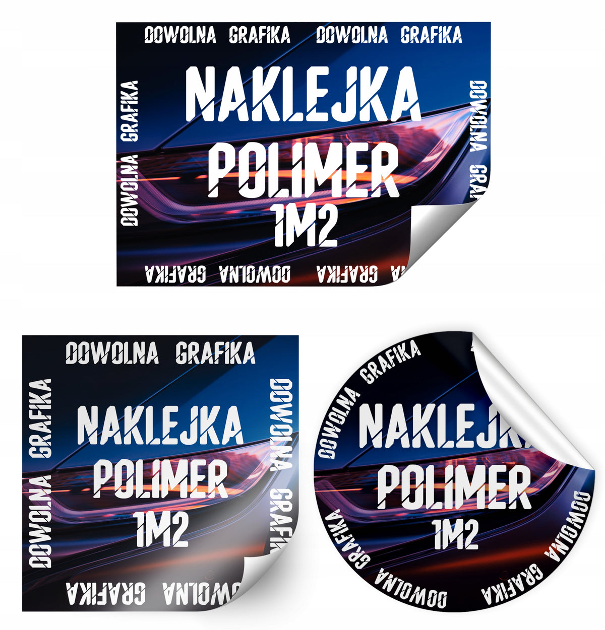 LABEL STICKERS WITH YOUR LOGO ANY SHAPE ADVERTISING POLYMER 1M2