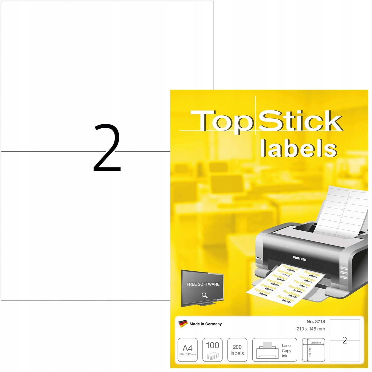 LABELS 210 x 148 mm SELF ADHESIVE TOPSTICK WHITE