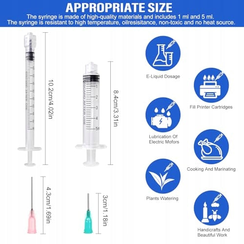 LABORATORY SYRINGES 1ML 5ML SET OF 10 BLUNT NEEDLES plastic Kind insulin syringes