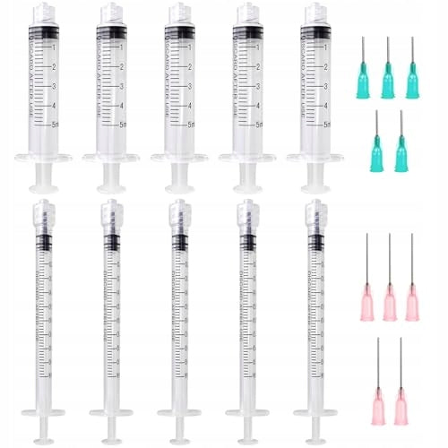 LABORATORY SYRINGES 1ML 5ML SET OF 10 BLUNT NEEDLES plastic Medical device no