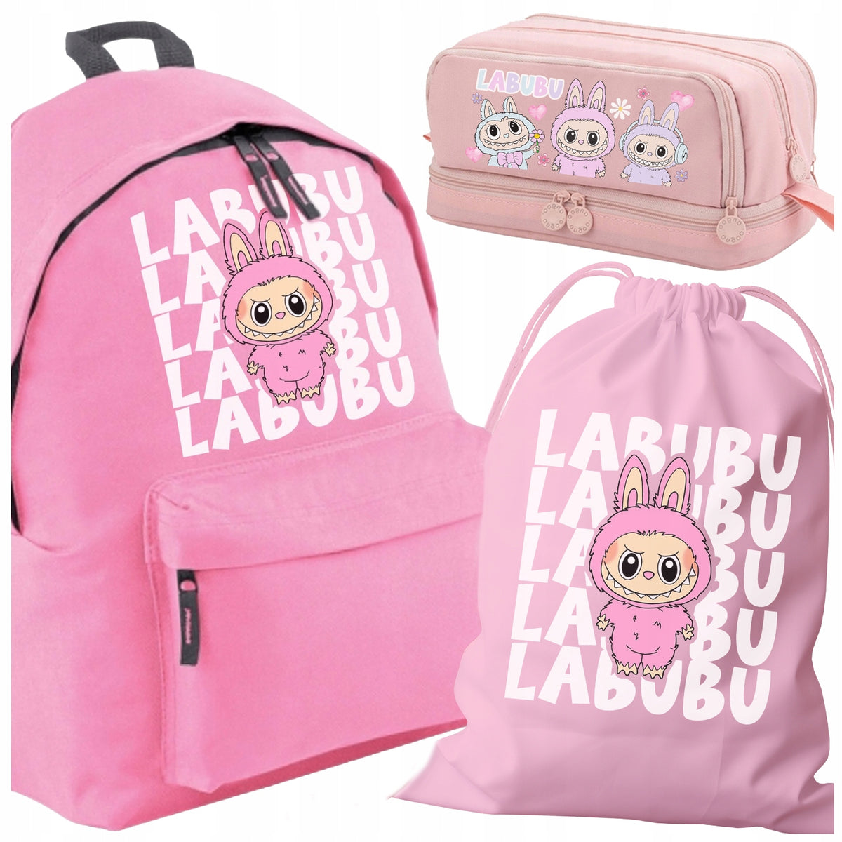 LABUBU SCHOOL SET BACKPACK PENCIL CASE BAG FOR SCHOOL