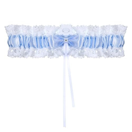 LACE GARTERS BLUE BRIDE ELASTIC BOW for home Brand no brand