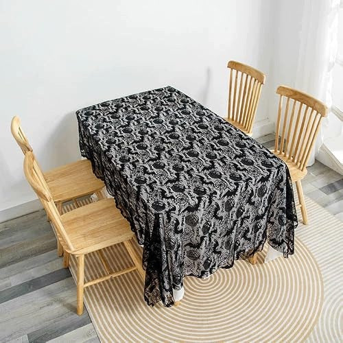 LACE TABLECLOTH BLACK HALLOWEEN PARTY DECORATION FOR BIRTHDAY Brand no brand