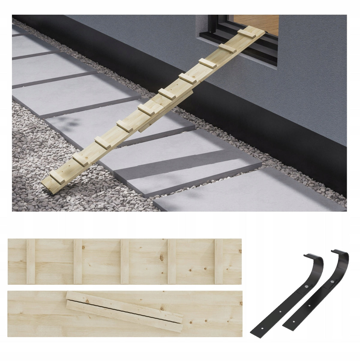 LADDER WOODEN CAT STAIRCASE 6M + HOOKS