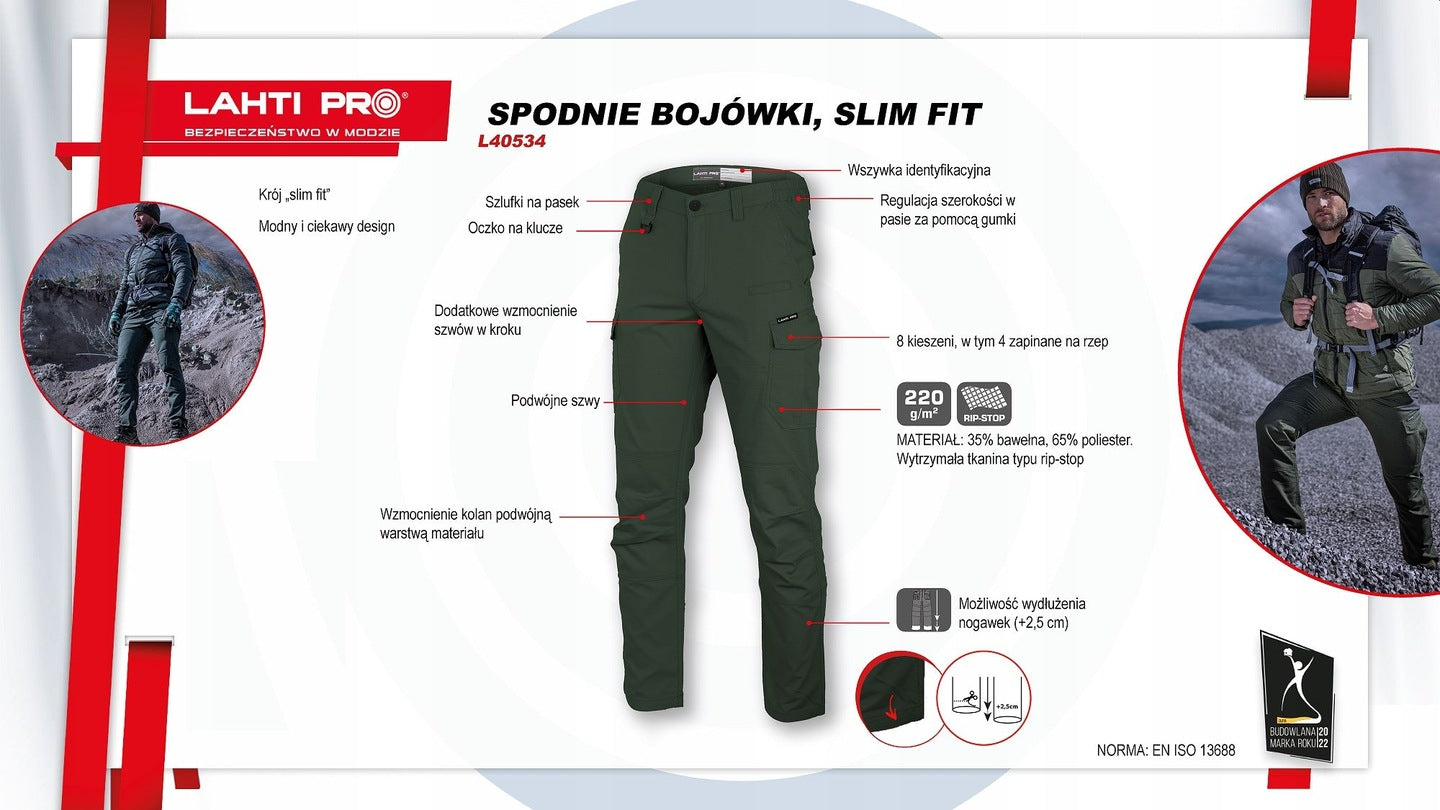 LAHTI PRO Work trousers green r. S Season spring/fall