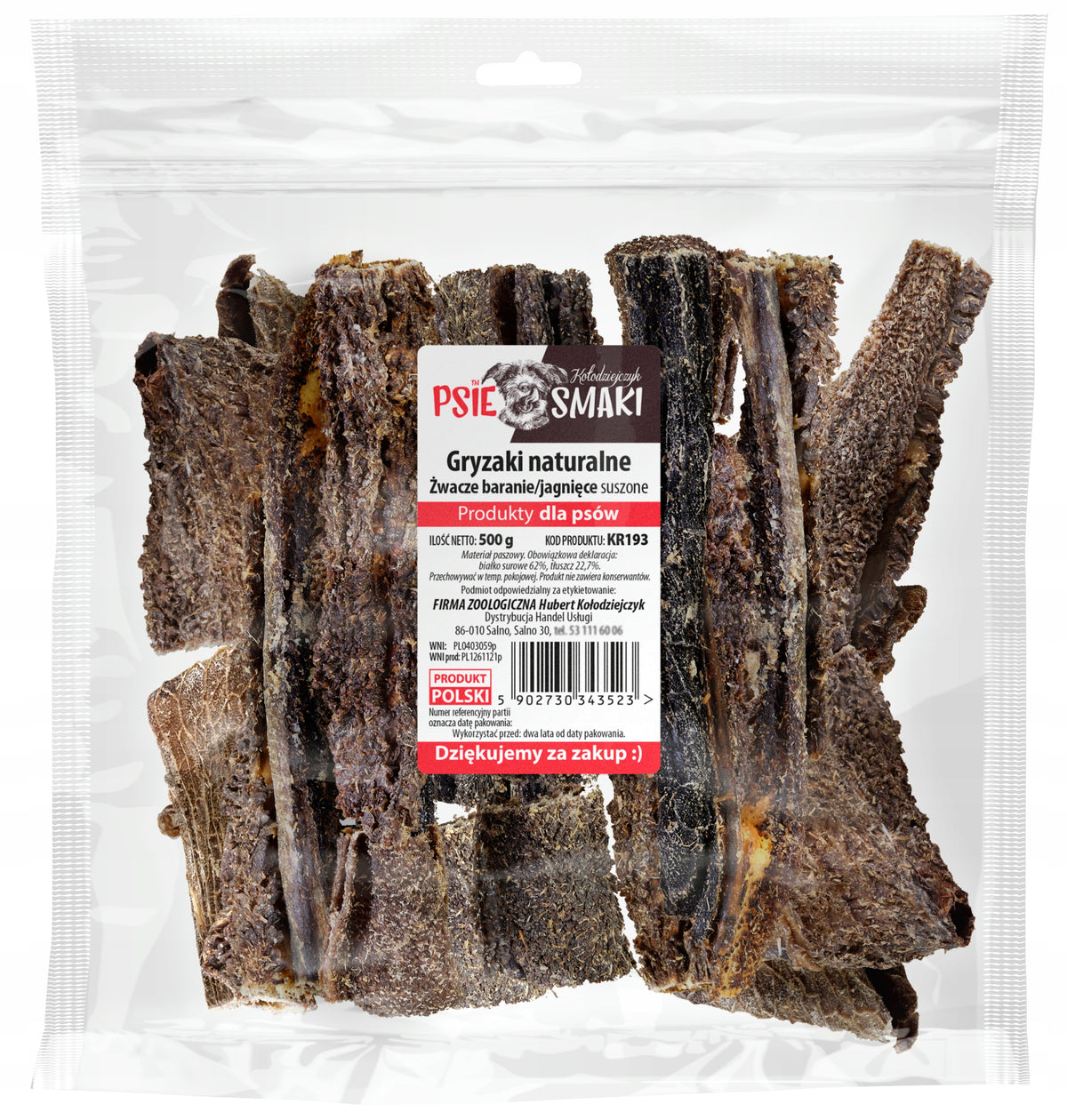 LAMB RUMENS 500g | DOG TREAT | 5 - 10 cm 40-50 PCS op. Packaging status original