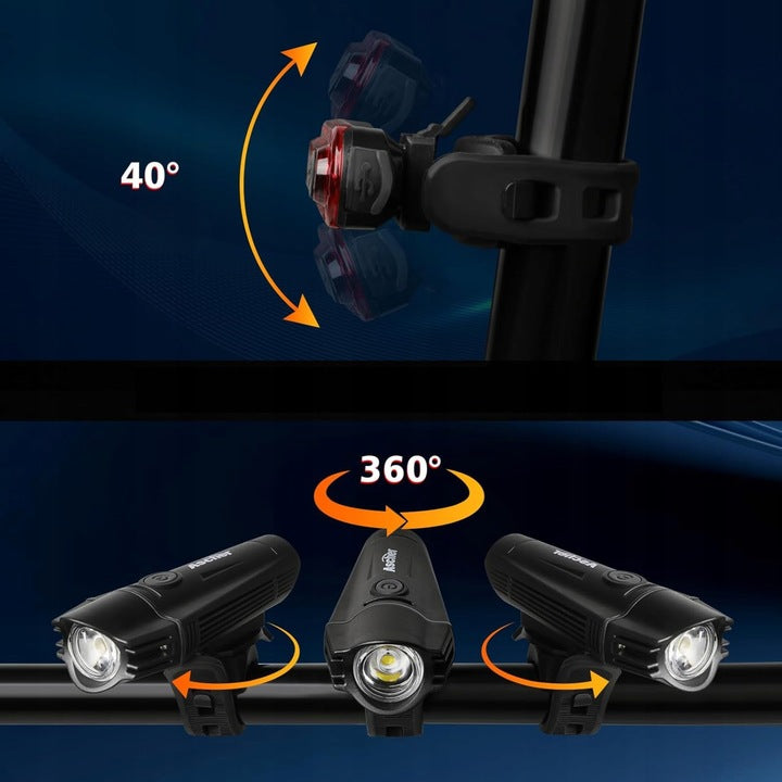 LAMP BICYCLE LAMP LED FRONT REAR BATTERY USB SET Manufacturer code 23677