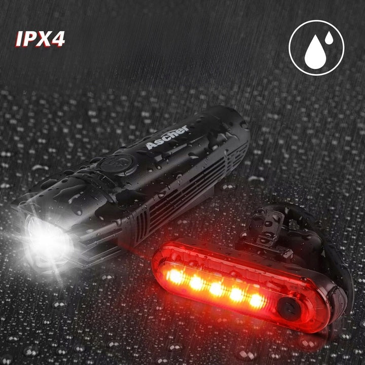 LAMP BICYCLE LAMP LED FRONT REAR BATTERY USB SET Model SILVER SHARKY