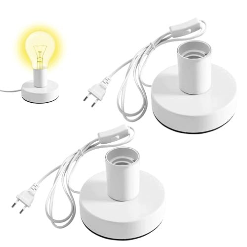 LAMP HOLDER E27 WITH SWITCH CABLE 1 8 M WHITE 2 PCS steel Brand no brand