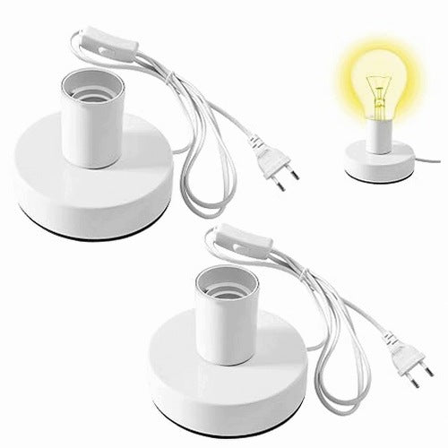 LAMP HOLDER E27 WITH SWITCH CABLE 1 8 M WHITE 2 PCS steel