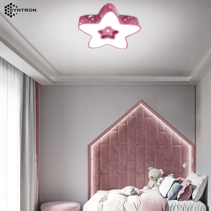 Syntron Kinder-LED-Deckenleuchte Pink Star 