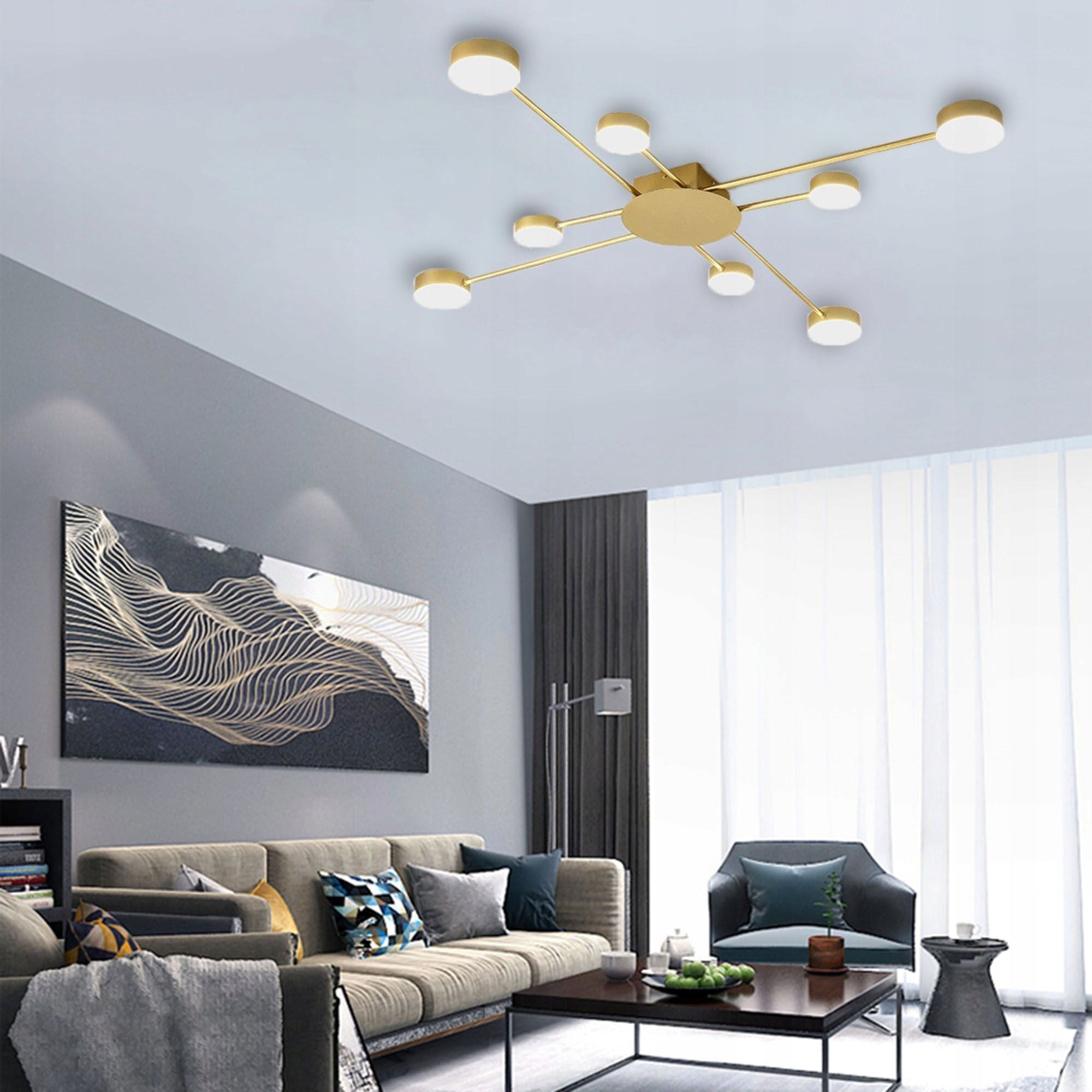 Šiuolaikinis lubų lempos aukso 8 stipinų LED APP524-8C