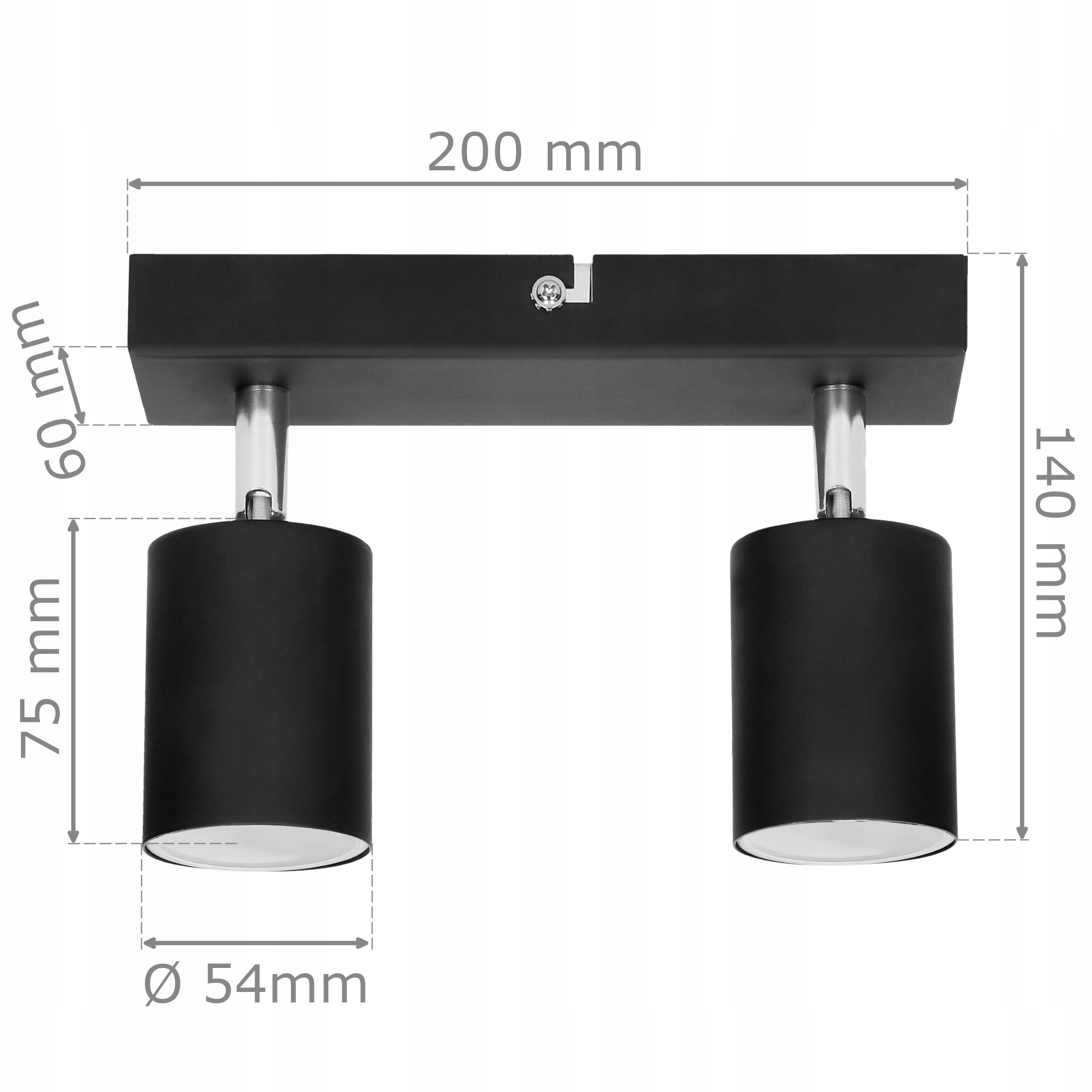 Wand- und Deckenleuchte, max. 2x50W, IP20, schwarz 