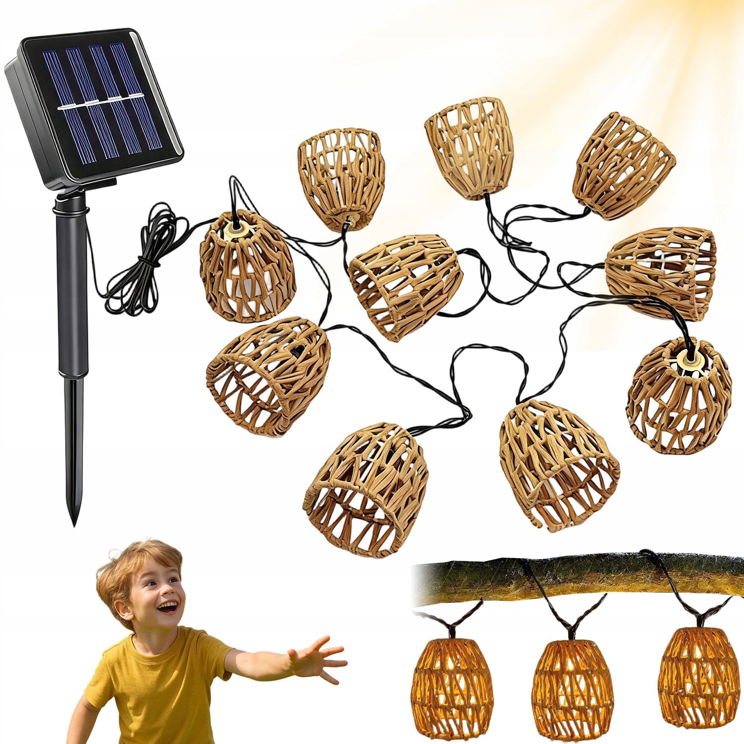 LAMPS 10 LED GARDEN LANTERNS LIGHT GARLAND FOR GARDEN ON TERRACE LOFT