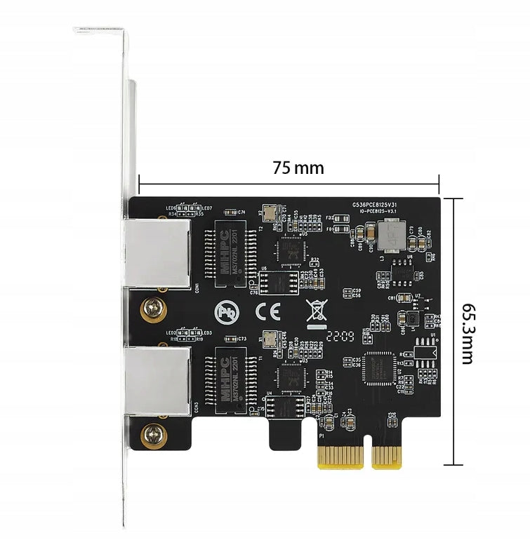 LAN CARD 2x 2.5Gb/s 2500Mbps 5Gbps PciE Server PC Server Manufacturer no brand