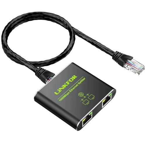 LAN SPLITTER 1 TO 2 GIGABIT ETHERNET RJ45 ALUMINUM USB POWER SUPPLY Manufacturer no brand