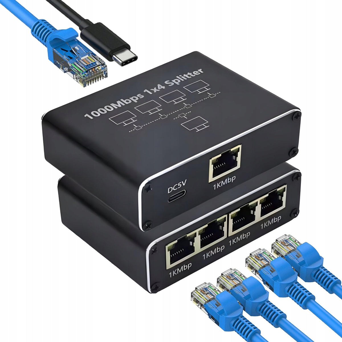 LAN SWITCH NETWORK SPLITTER 4 GIGABIT ETHERNET RJ45 PORTS FOR INTERNET Manufacturer no brand