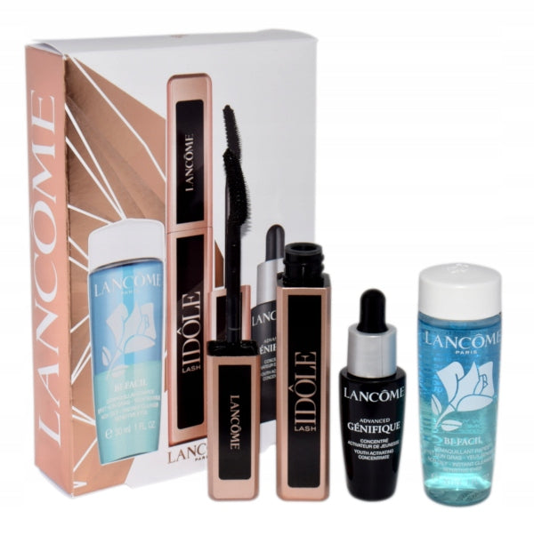 Make-up-Set Lancôme Lash Idôle: Augen-Make-up-Entferner 30 ml + Mascara 8 ml + Gesichtsserum 10 ml 