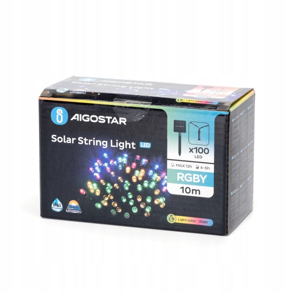 Outdoor 100LED Solar-LED-Girlande, 12 m, IP65 RGBY Mehrfarbig, 286675 