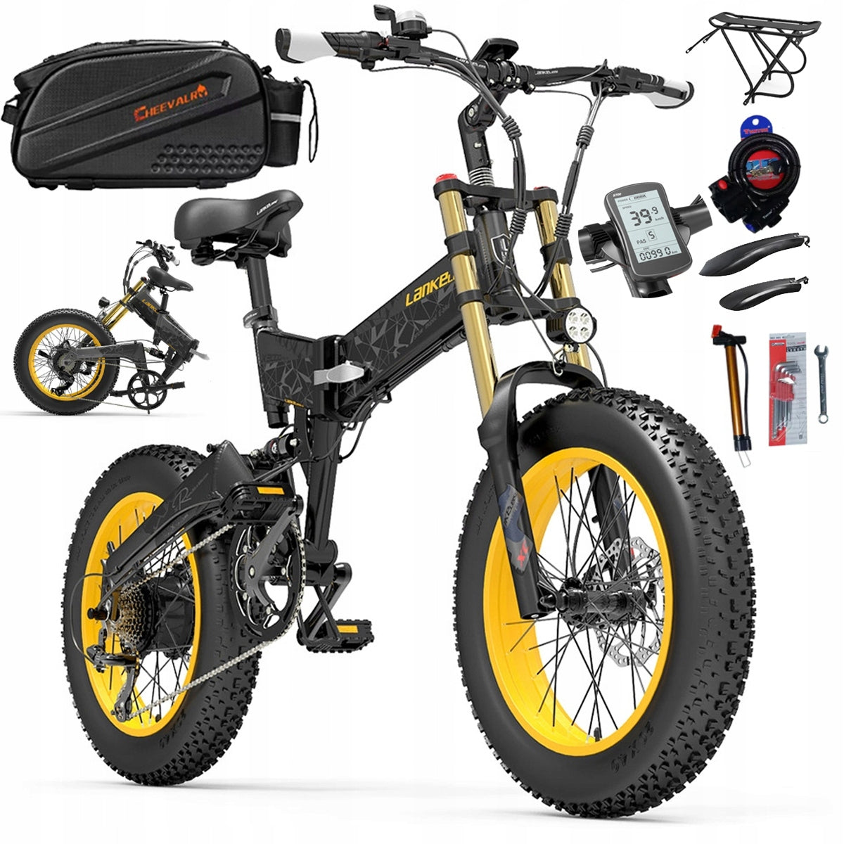 LANKELEISI Adult electric vehicle 1000W 45KM/H 17.5AH 20*4