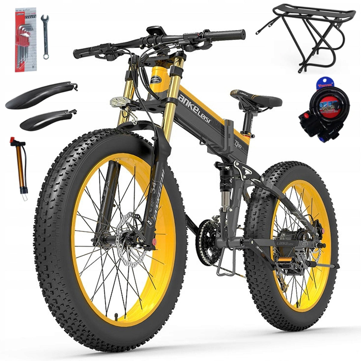 LANKELEISI Electric Vehicle 17.5ah 1000W 45KM/H 120KM 26" Thick Tyre PL
