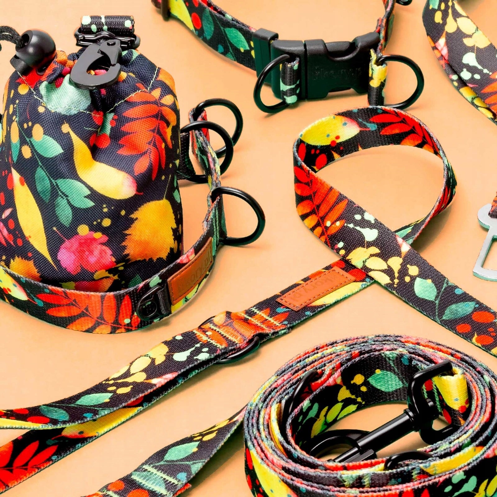 LANYARD ADJUSTABLE 3 meters LARGE DOG Shepherd Ukory BLACK print Maximum leash length 3 m