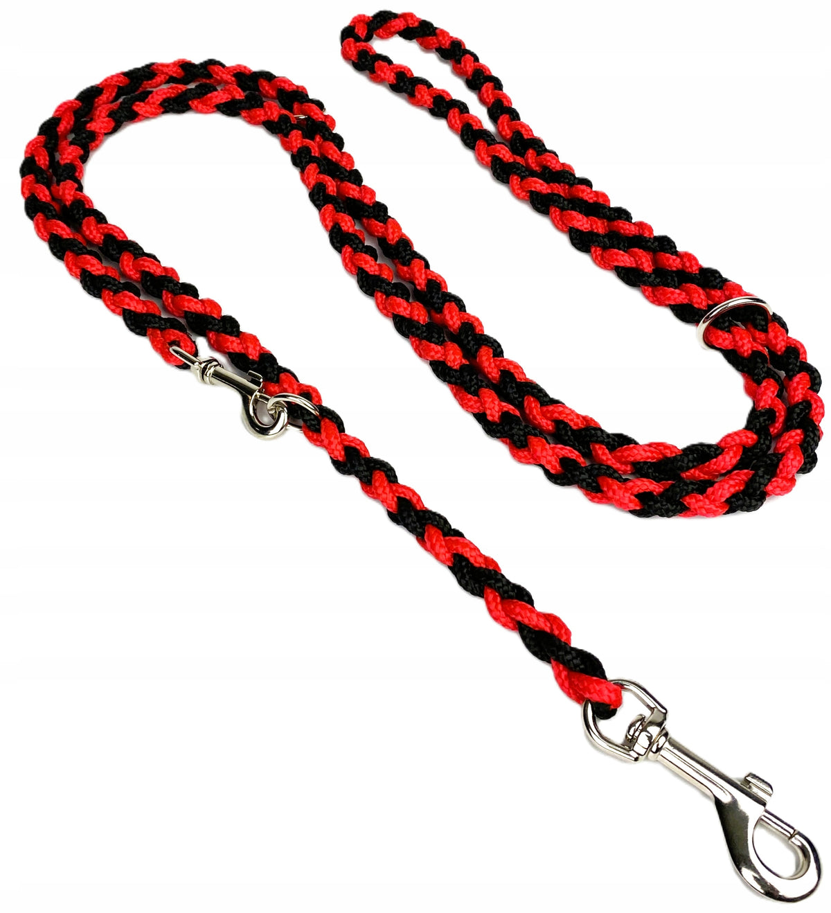 LANYARD / ADJUSTABLE BRAIDED SQUARE 235CM/12MM RED-BLACK