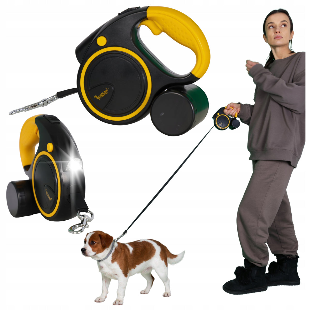 LANYARD AUTOMATIC TAPE LONG LARGE DOG WITH FLASHLIGHT LOCK 5M SOLID 5M