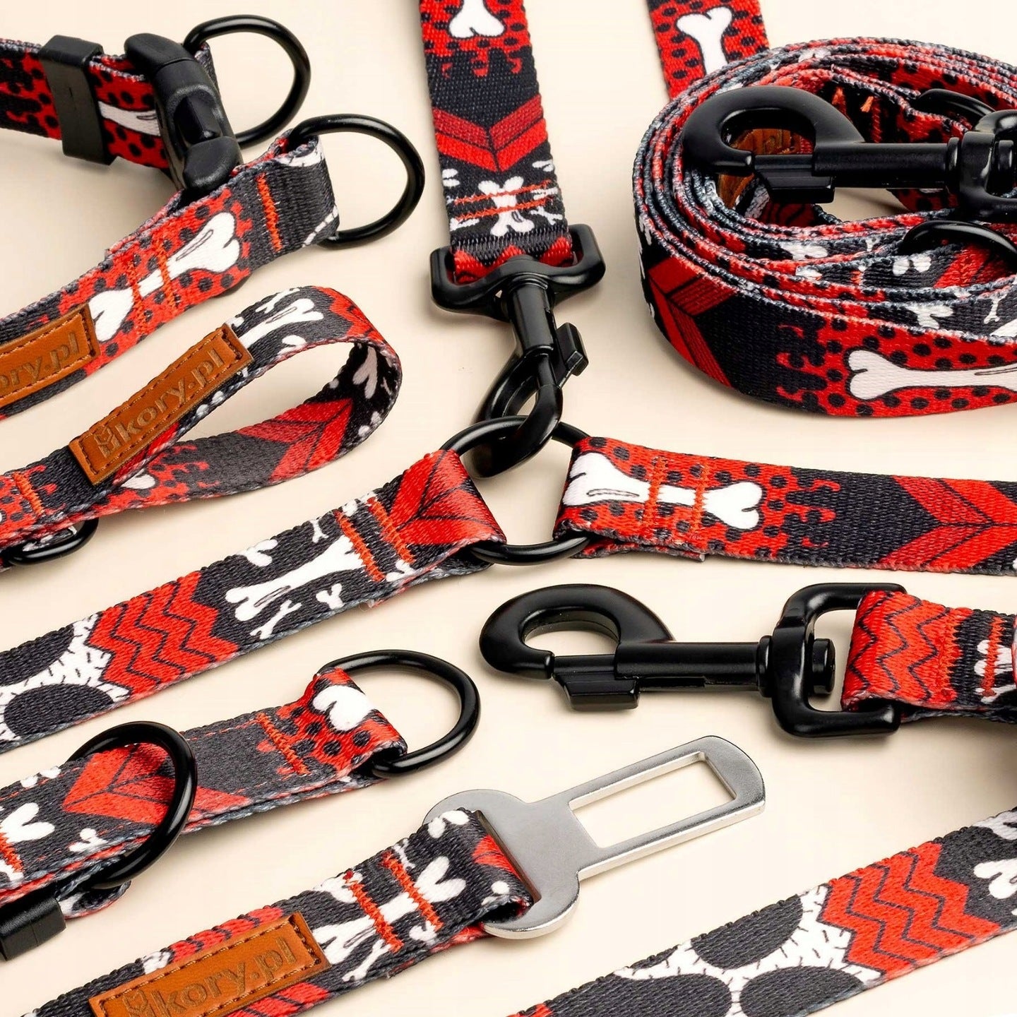LANYARD CLIP-ON extra long 5 METERS for dog terrier Ukory RED BONE Maximum leash length 5 m